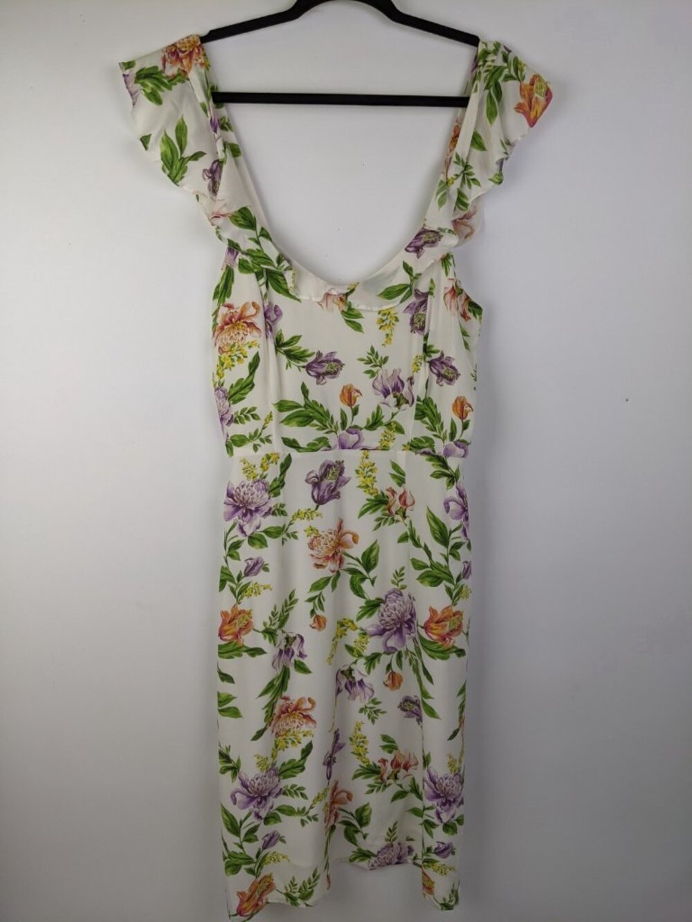 Amour Vert 100% Silk Dress Floral Sheath Sleeveless Womens Size Small Spring